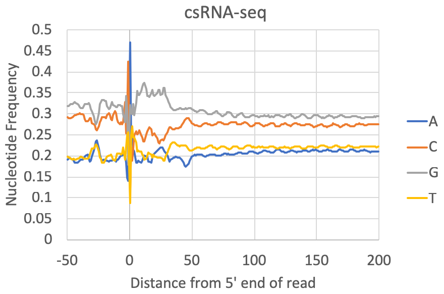Nucleotide frequency
of reads csRNA-seq